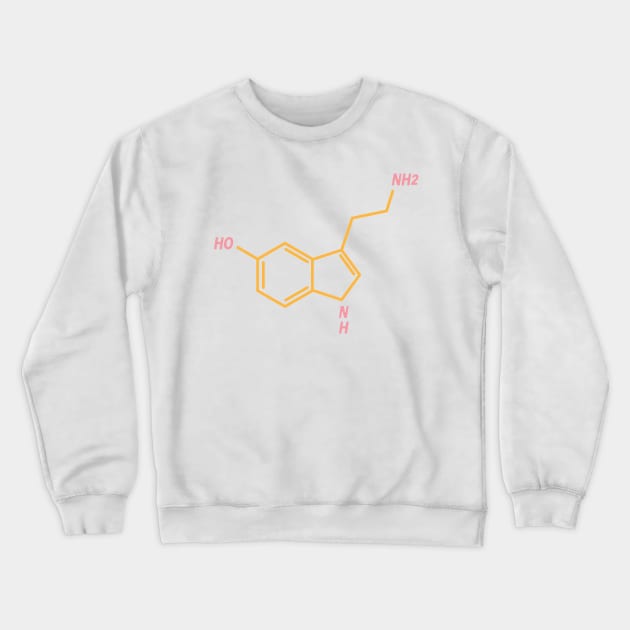 Serotonin Molecule Yellow Crewneck Sweatshirt by murialbezanson